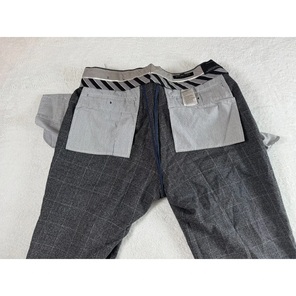 Banana Republic Wool Dress Pants Mens 33x32 Gray Check Slim Fit Workwear